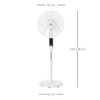 16'' Pedestal Stand Fan, 3 Speed 3 Mode, 85° Oscillation, LED Panel, 3M Remote Controller, Height Adjustable for Living Room, Bedroom, Garage, Office, Black and White