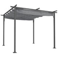 Outsunny 3 x 3(m) Metal Retractable Pergola, Garden Gazebo Metal Pergola Canopy Outdoor Sun Shade Shelter for Party BBQ, Grey
