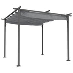 Outsunny 3 x 3(m) Metal Retractable Pergola, Garden Gazebo Metal Pergola Canopy Outdoor Sun Shade Shelter for Party BBQ, Grey