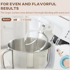 Stand Mixer, 5L Food Mixer for Baking, 6 Speeds and Pulse Setting, 1400W Cake Electric Kitchen Mixer with Dough Hook, Whisk, Stainless Steel Bowl, Splash Guard, Beater, White