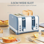 Sleek Textured Kettle and Four-Slice Toaster Set - Blue