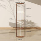 RGB Standing Lamp with Shelves, 4-Tier LED Floor Lamp with Multiple Lighting Modes, Rustic Brown