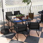 Outsunny 5 Piece Garden Dining Set with Breathable Mesh Seat, Adjustable Backrest, Tempered Glass Table Top for Patio, Black