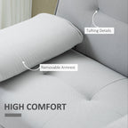 HOMCOM Fabric Click Clack Sofa Bed with 2 Cup Holders, Convertible Futon Settee, Futon Recliner Lounge for Living Room, Spare Room, Bedroom, Grey