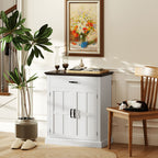HOMCOM Farmhouse Sideboard with 3 cm Thick Top 2 Barn Doors - White