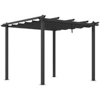 Outsunny 3 x 3m Aluminium Pergola with Retractable Roof and L4 Wind-proof - Dark Grey