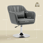 HOMCOM Swivel Accent Chair, Linen Fabric Tub Vanity Chair, Modern Armchair with Adjustable Height and Lumbar Support for Living Room Bedroom Salon Make up Room Dressing Table, Dark Grey