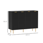 HOMCOM Sideboard Buffet Cabinet, Modern Kitchen Storage Cabinet with Adjustable Shelves and Metal Legs, Black