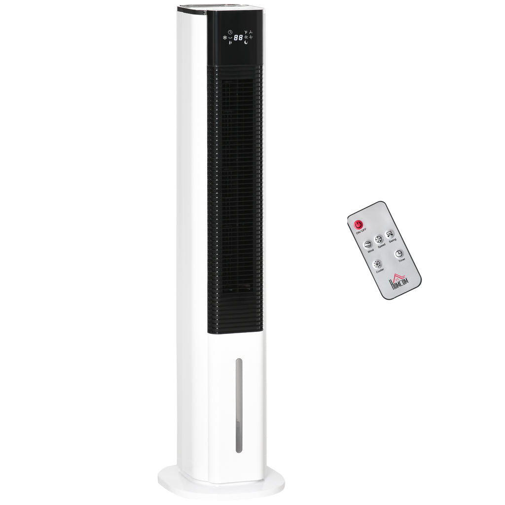 Portable Air Cooler, 6L Tank Humidifier Evaporative Ice Cooling Fan Water Conditioner Unit with 3 Modes, 3 Speed, Remote, Timer, Oscillating for Home Bedroom, White