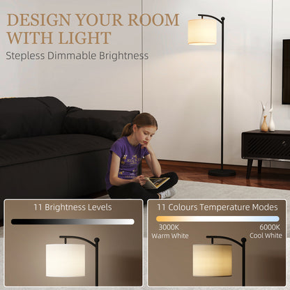 LED Floor Lamp with Remote Control - Black