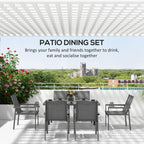 Outsunny Seven-Piece Metal Dining Set, with Glass-Top Table - Grey