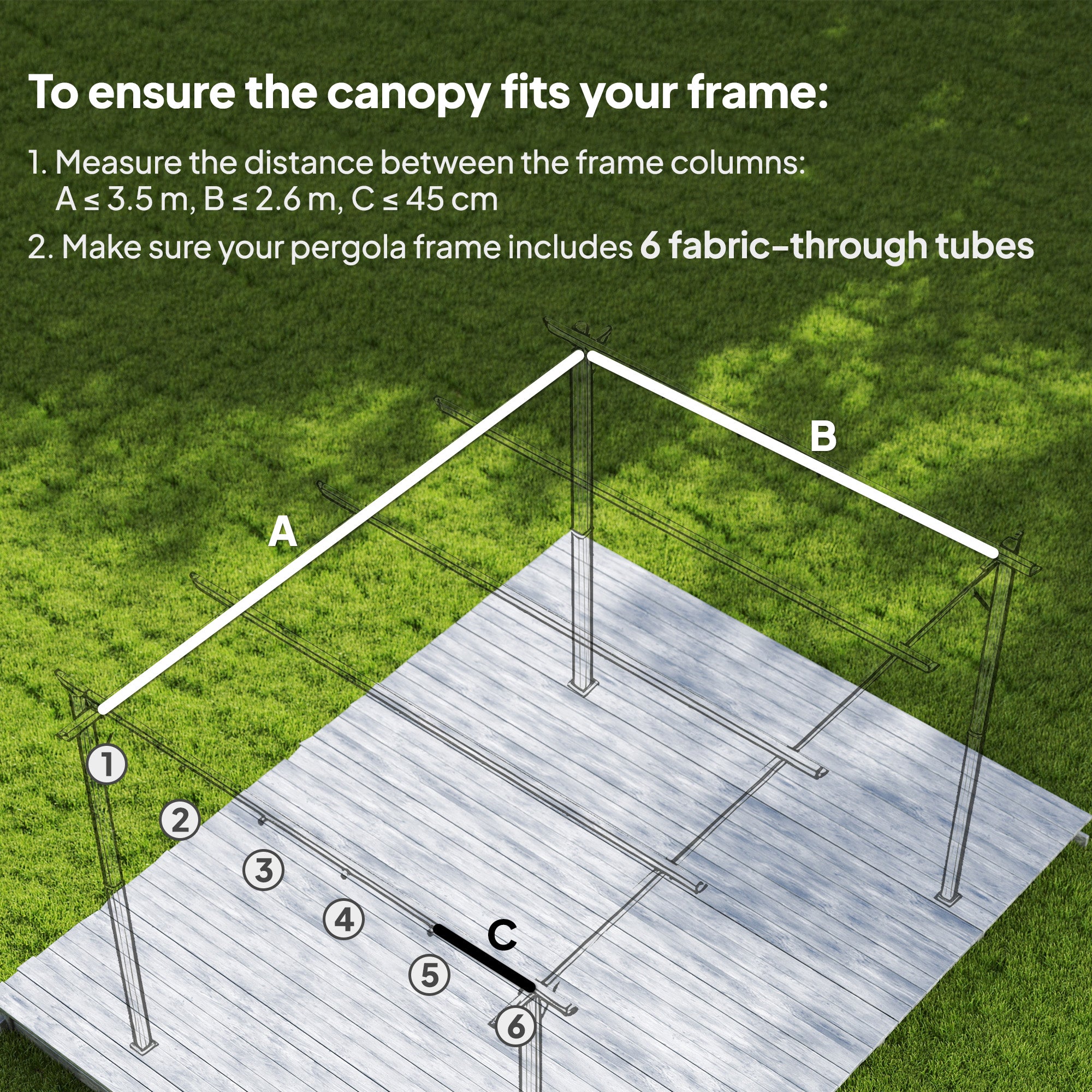 Outsunny Retractable Pergola Cover, 3.5 x 2.6 m Replacement Canopy Fabric for 4 x 3 m Frame, Roof Top Only, Brown