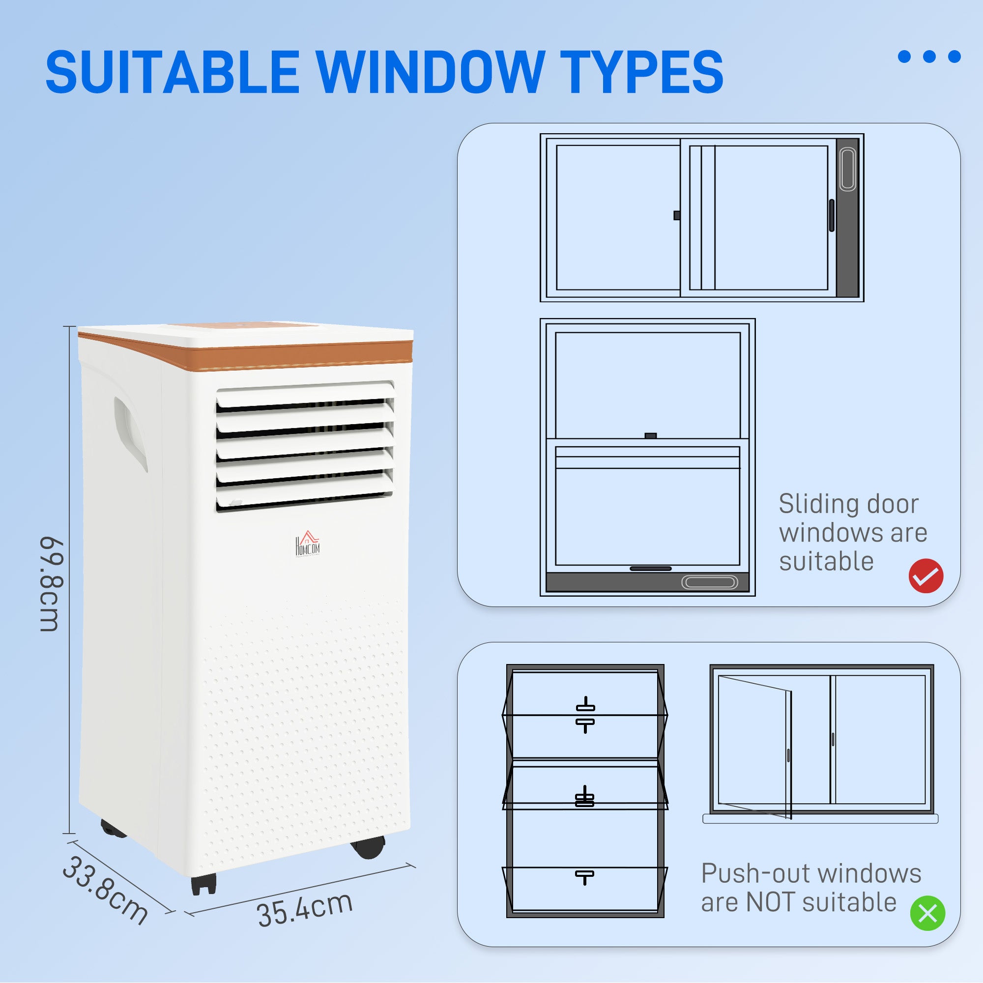 9000 BTU Air Conditioning Unit, 3-in-1 Portable Air Conditioner, Dehumidifier, Cooling Fan with Remote, LED Display, 2 Speeds, 24H Timer, Window Venting Kit, 28m²