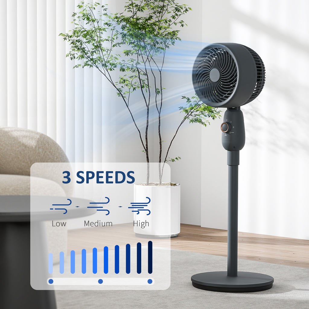 Pedestal Fan, Powerful Air Circulator, 36 Inch Floor Standing Fan with 3 Speed Settings, 70° Oscillating for Bedroom, Home and Office, Grey