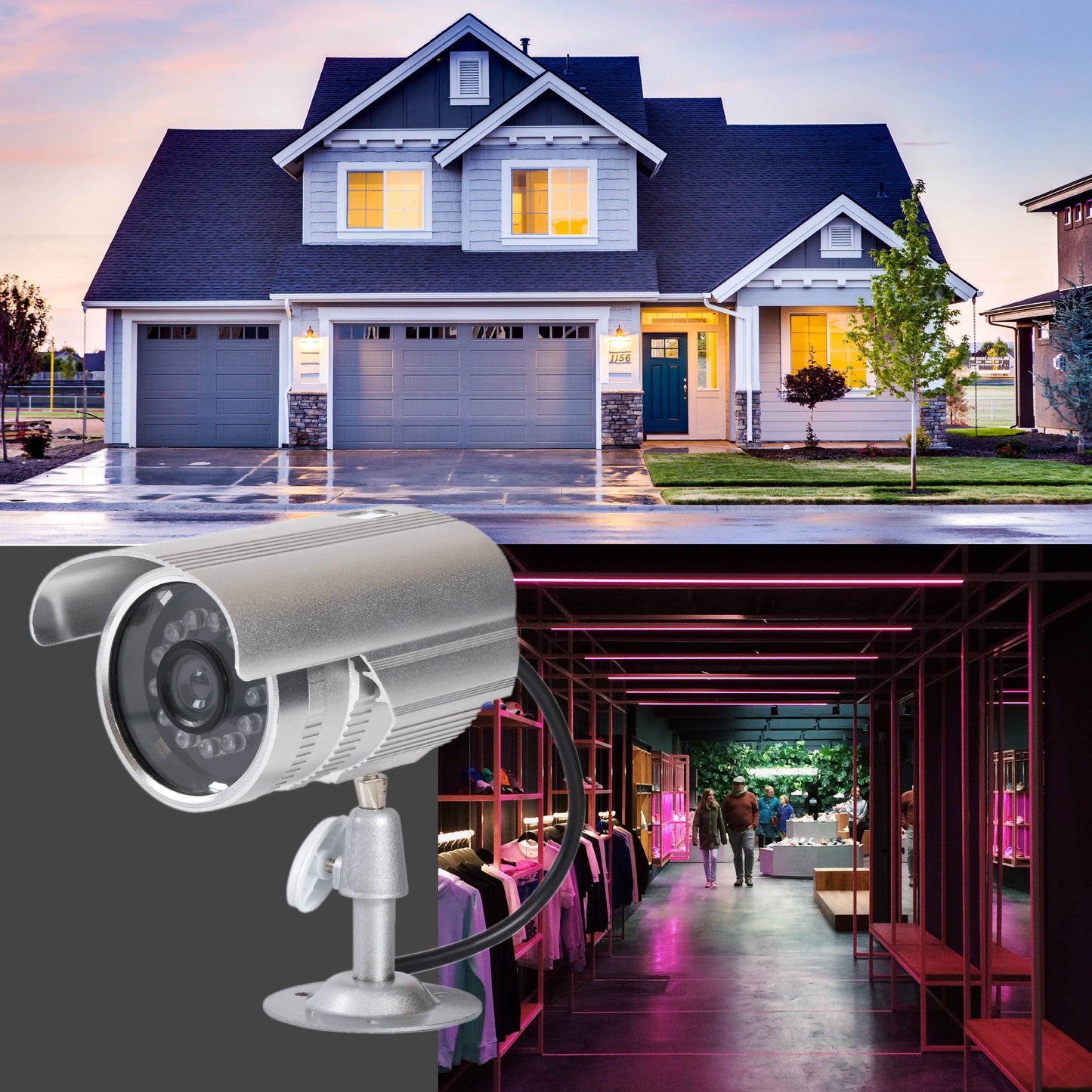 ProperAV Dummy CCTV Outdoor Fake Security Camera - Pack of 2