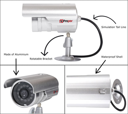 ProperAV Dummy CCTV Outdoor Fake Security Camera - Pack of 2