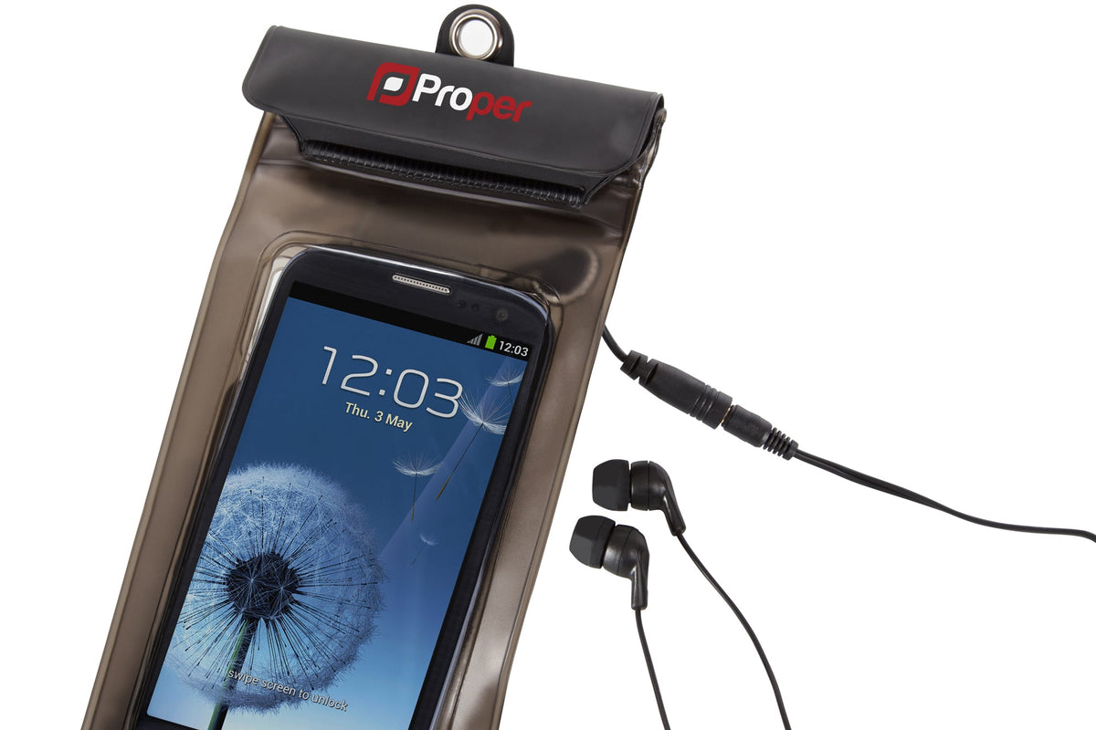 ProperAV Waterproof Case with Waterproof Earphones for Smartphones