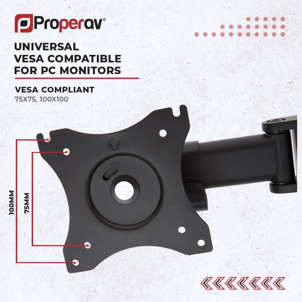 ProperAV Desk Monitor Mount 17" - 34" Swing Arm VESA Max 100x100