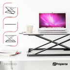 ProperAV Stand Up Desk Converter with Gas Spring Lift & Variable Height Settings - White