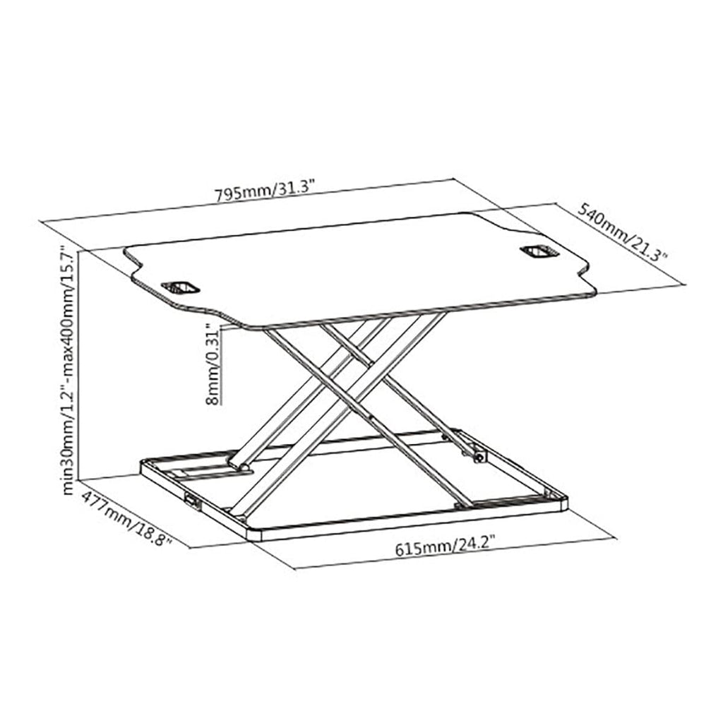 ProperAV Stand Up Desk Converter with Gas Spring Lift & Variable Height Settings - White
