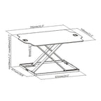 ProperAV Stand Up Desk Converter with Gas Spring Lift & Variable Height Settings - White