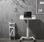 ProperAV Mobile Desk Trolley Workstation with Gas Spring Height Adjustment - White
