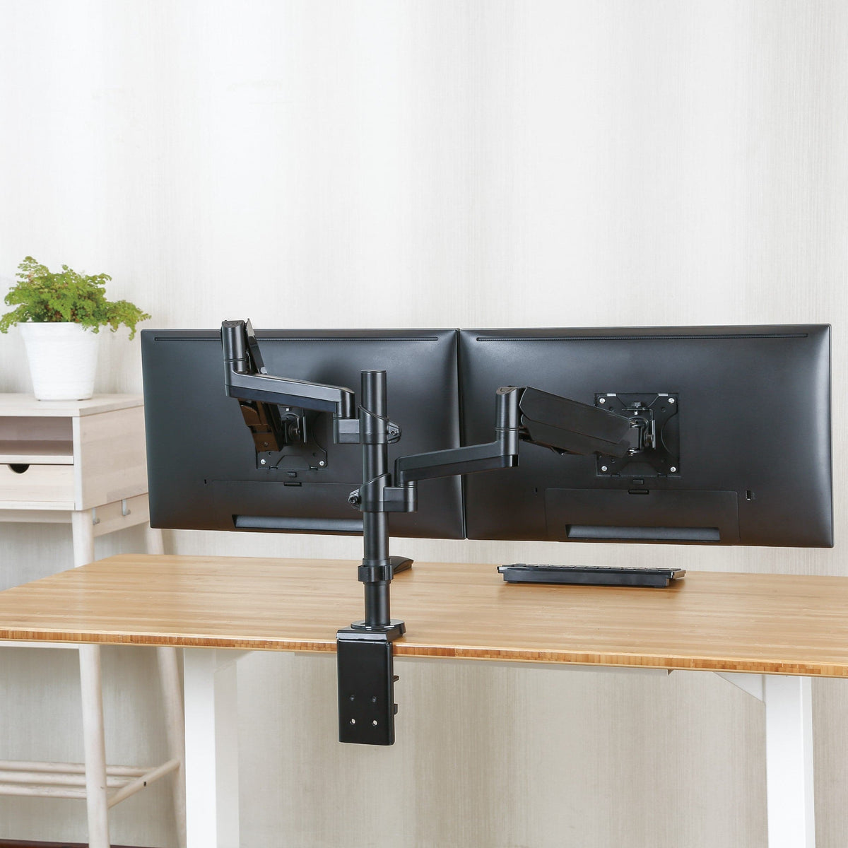 ProperAV Desk Monitor Mount 17" - 32" Extra Height Dual Articulated Swing Arm VESA Max 100x100