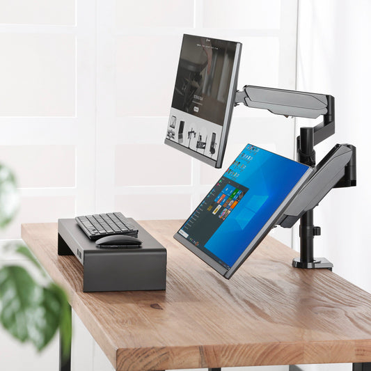 ProperAV Desk Monitor Mount 17" - 32" Extra Height Dual Articulated Swing Arm VESA Max 100x100