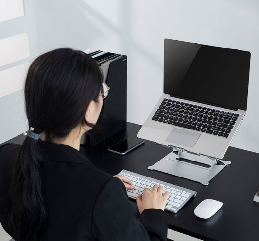 ProperAV Aluminium Construction Fully Adjustable Laptop or Tablet Stand - Silver