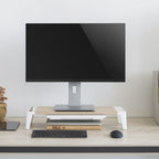 ProperAV Monitor Riser Stand with Height Adjustable with Drawer - Wood Effect