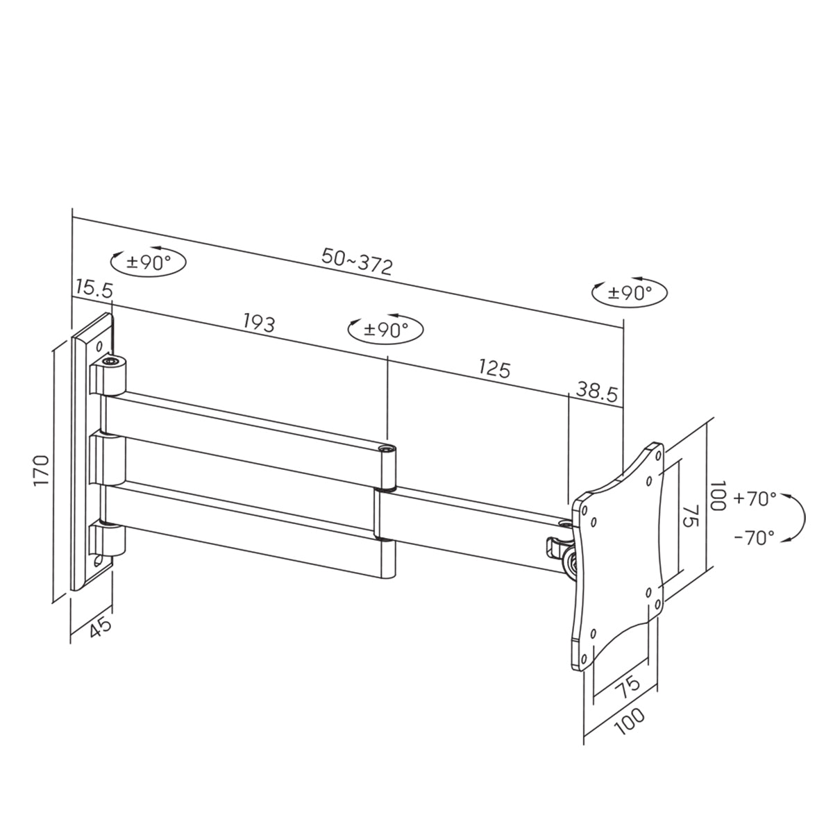 ProperAV TV Wall Bracket (13" - 28" / 15kg Capacity / VESA Max. 100x100)