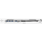 ProperAV Aluminium Portable Laptop or Tablet Stand with Built-in 100W USB-C Hub / 4 x USB-A Ports - Silver