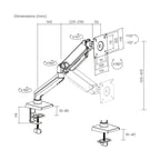 ProperAV Desk Monitor Mount 17" - 32" Gas Spring Swing Arm VESA Max 100x100