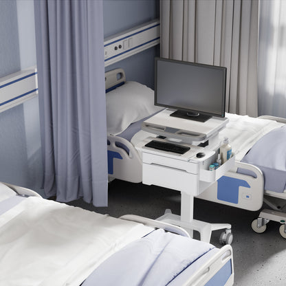 ProperAV Mobile Medical Trolley Cart with Two Drawers