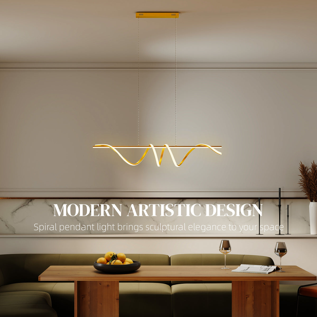 Pendant Light with 3 Colour Temperatures - Gold Tone