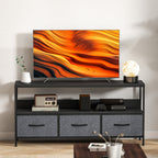 TV Stand Cabinet with 3 Foldable Drawers - Black