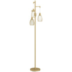 3-Light Floor Lamp, 170cm Industrial Dimmable Standing Lamp with Steel Wire Cage Lampshades for Living Room, Bedroom, Dining Room, Study, Bulb Not Included, Gold Tone