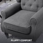 HOMCOM Teddy Fleece Retro Wingback Chair - Grey