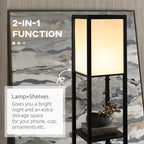 Modern Shelf Floor Lamp with Dual Ambient Light, Standing Lamp Living Room, Bedroom, 156cm, Black