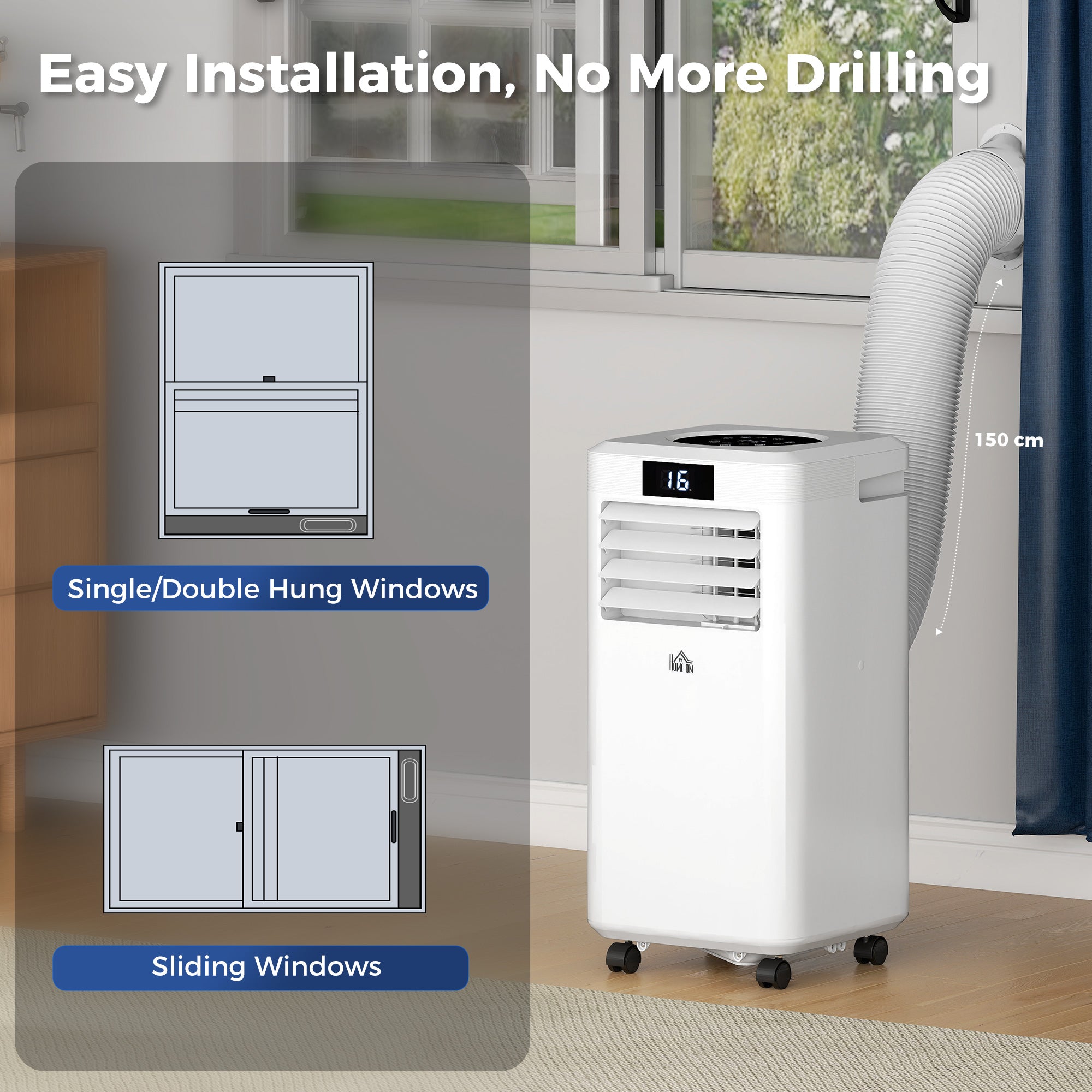 10000 BTU Air Conditioning Unit, 3-in-1 Portable Air Conditioner, Dehumidifier, Cooling Fan with Remote Control, Digital Display, 2 Speeds, 24H Timer, Window Venting Kit, 22m²