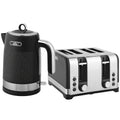 Sleek Textured Kettle and Four-Slice Toaster Set - Black
