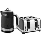 Sleek Textured Kettle and Four-Slice Toaster Set - Black