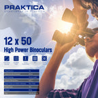 PRAKTICA Falcon 12x50mm Multi Coated Porro Prism Field Binoculars - Black
