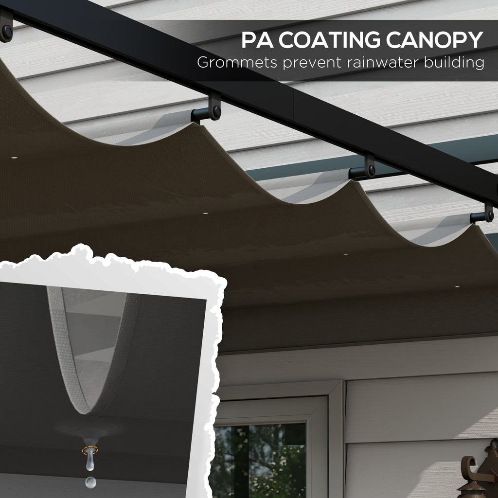 Outsunny 3 x 4m Retractable Pergola, Garden Gazebo Shelter with Aluminium Frame, for Grill, Patio, Deck, Dark Grey
