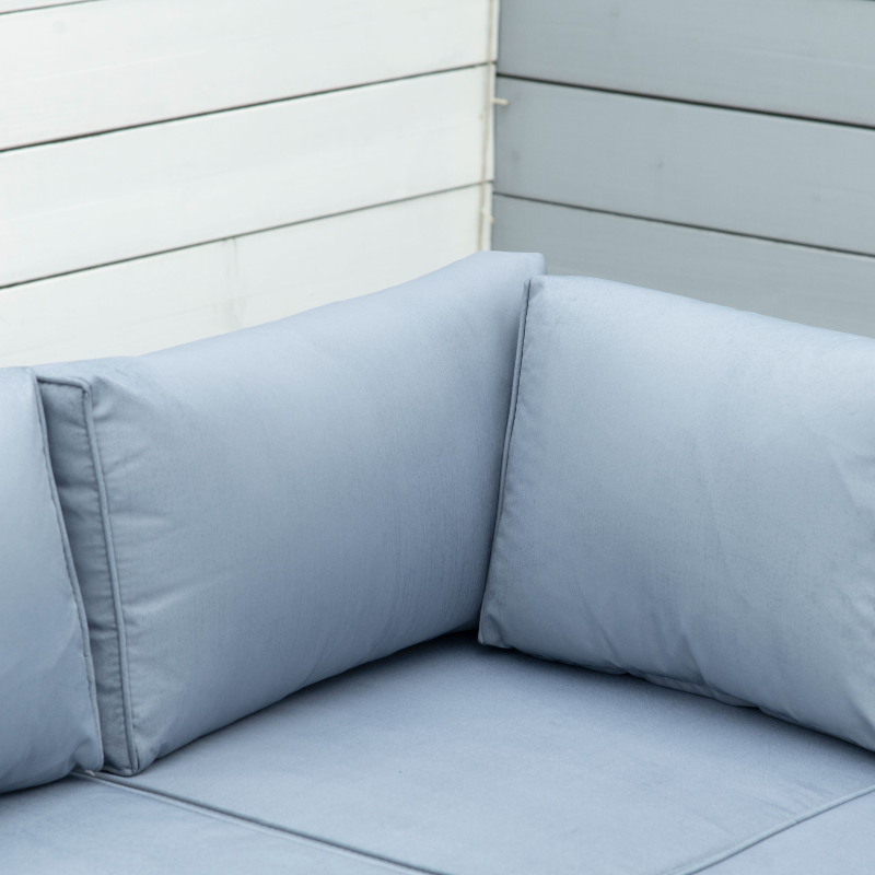Outsunny Four-Piece Rattan Sofa Set with 11 Cushions, Steal Frame - Grey