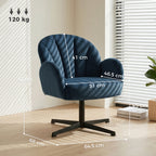 HOMCOM Swivel Accent Chair, Shell-Shaped Armchair with Spring Cushion, Metal Base, Dark Blue