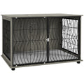 PawHut 46.46'' Dog Crate Furniture End Table w/ Plush Washable Cushion, Lockable Door, for Extra Large Dogs