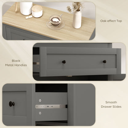 Sideboard Storage Cabinet, Morden Kitchen Cupboard with Adjustable Shelf, Drawer and Double Doors, Sideboard for Living Room, Dining Room, Hallway, Grey