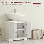 HOMCOM Under Sink Bathroom Cabinet with 2 Arch Doors - White