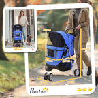 PawHut 3 Wheel Pet Stroller for Small and Miniature Dogs, Blue